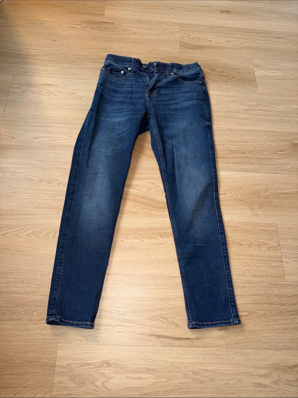 Hollister Men's Skinny Jeans in Dark Blue Wash